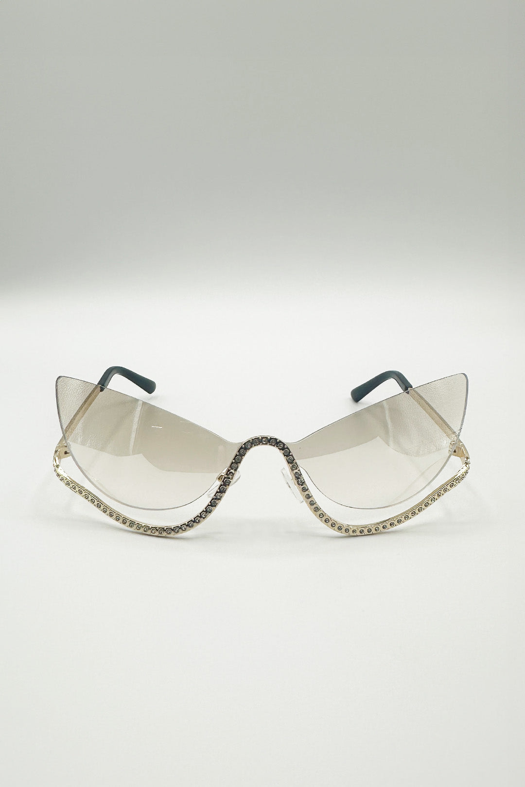 Butterfly Dimante Rimless Sunglasses In Iridescent