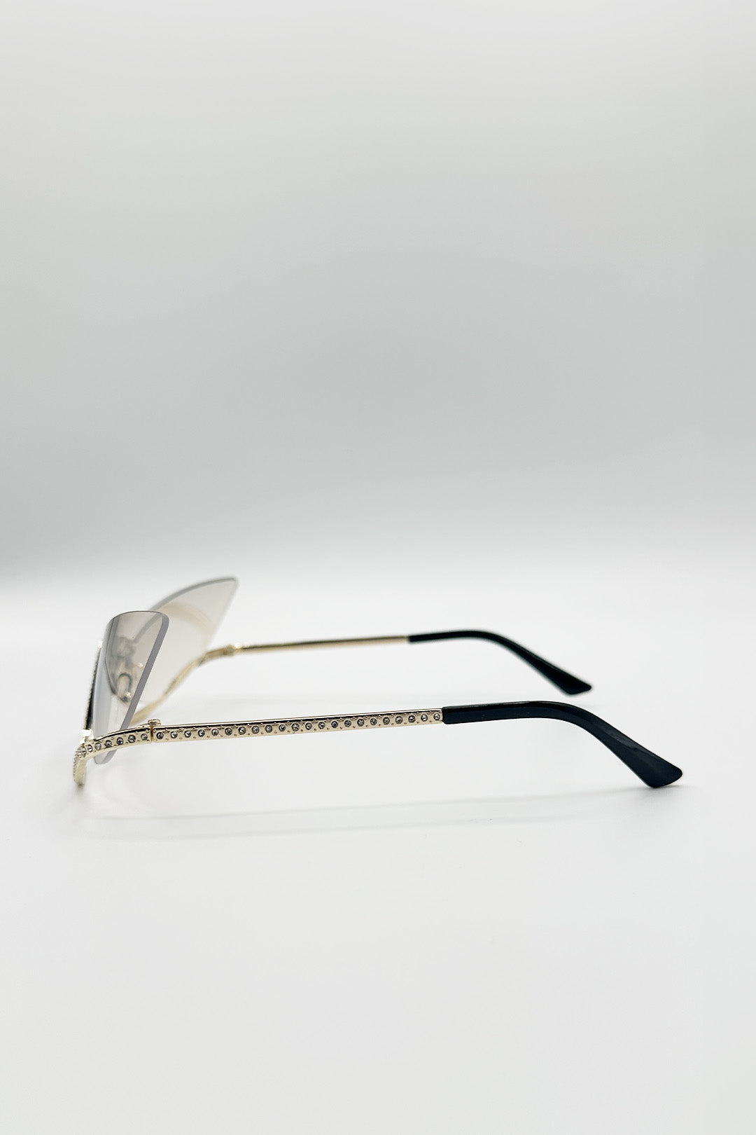 Butterfly Dimante Rimless Sunglasses In Iridescent