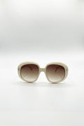 Bold Round Oversized Sunglasses In Cream