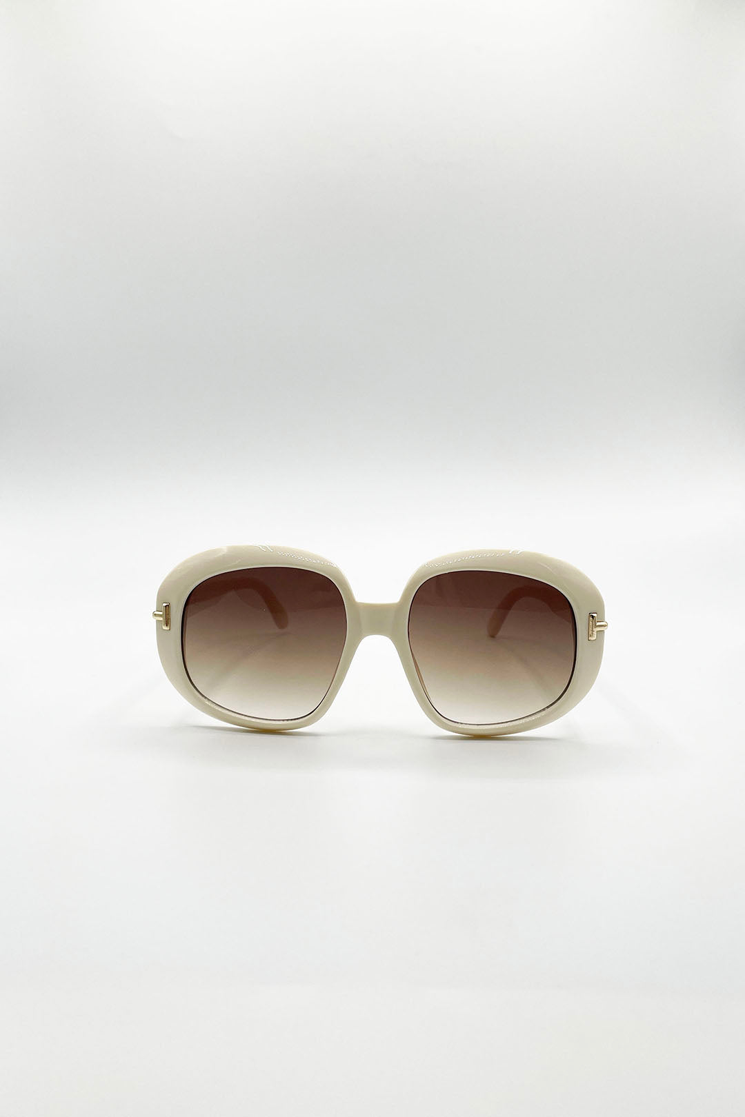 Bold Round Oversized Sunglasses In Cream