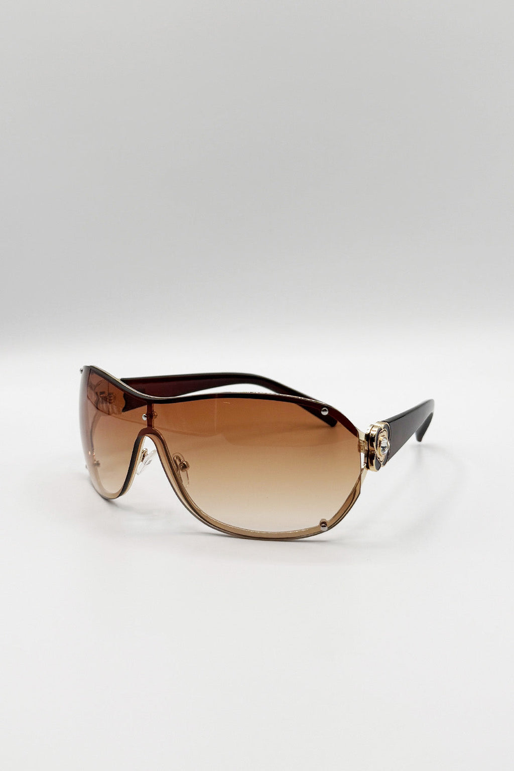 Vintage Rose Wrap Around Sunglasses In Brown