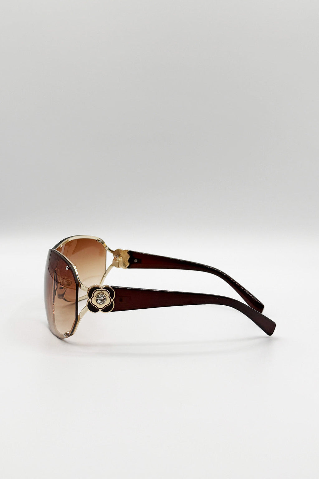 Vintage Rose Wrap Around Sunglasses In Brown