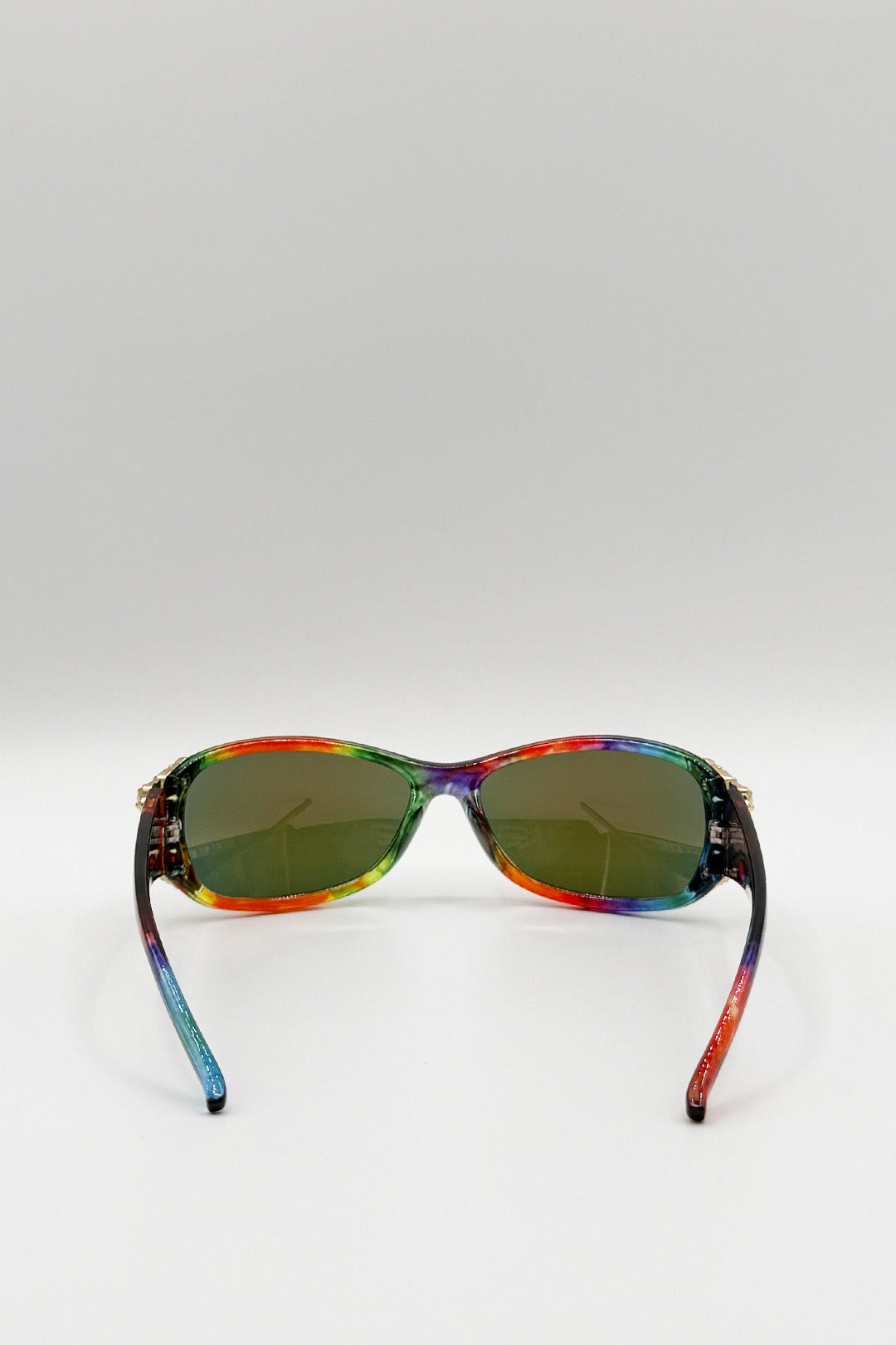 Vintage Wrap Around With Butterfly Detail Sunglasses In Multi