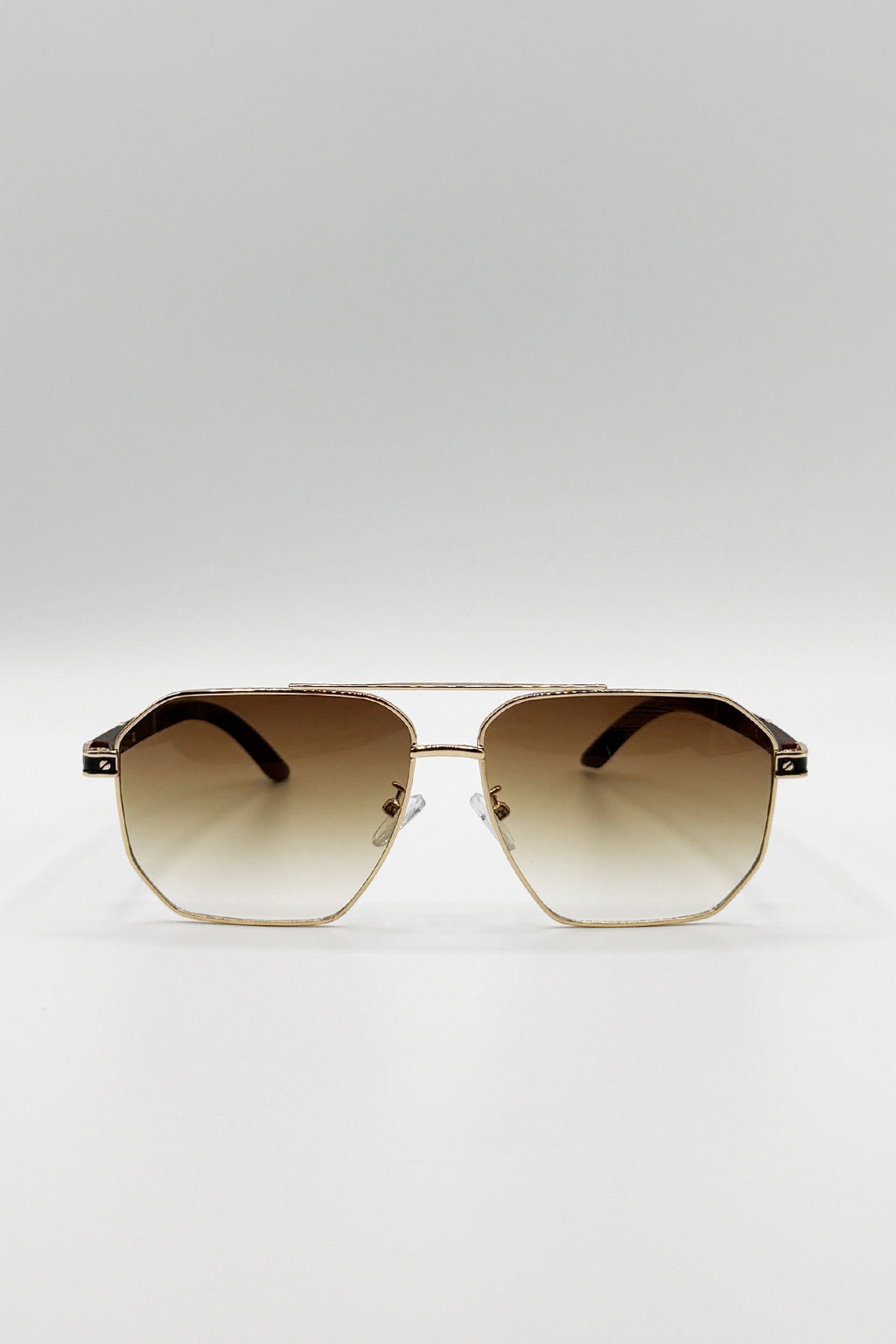 Retro Square Navigator Sunglasses in Brown