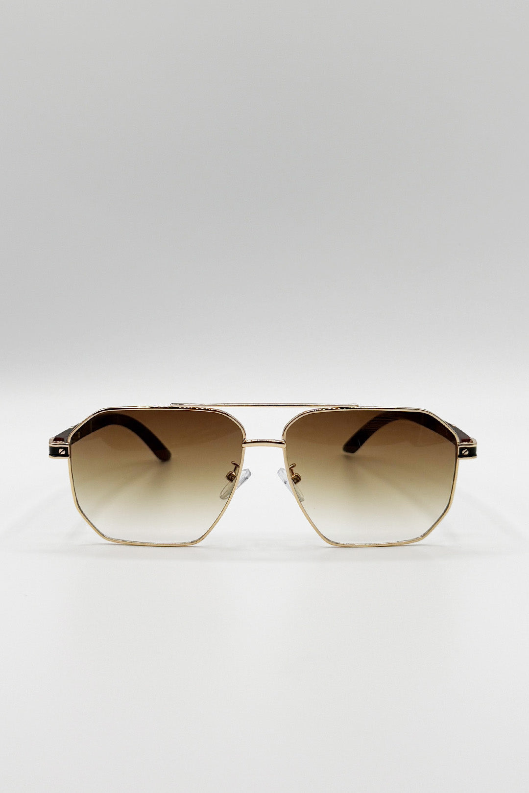 Retro Square Navigator Sunglasses in Brown