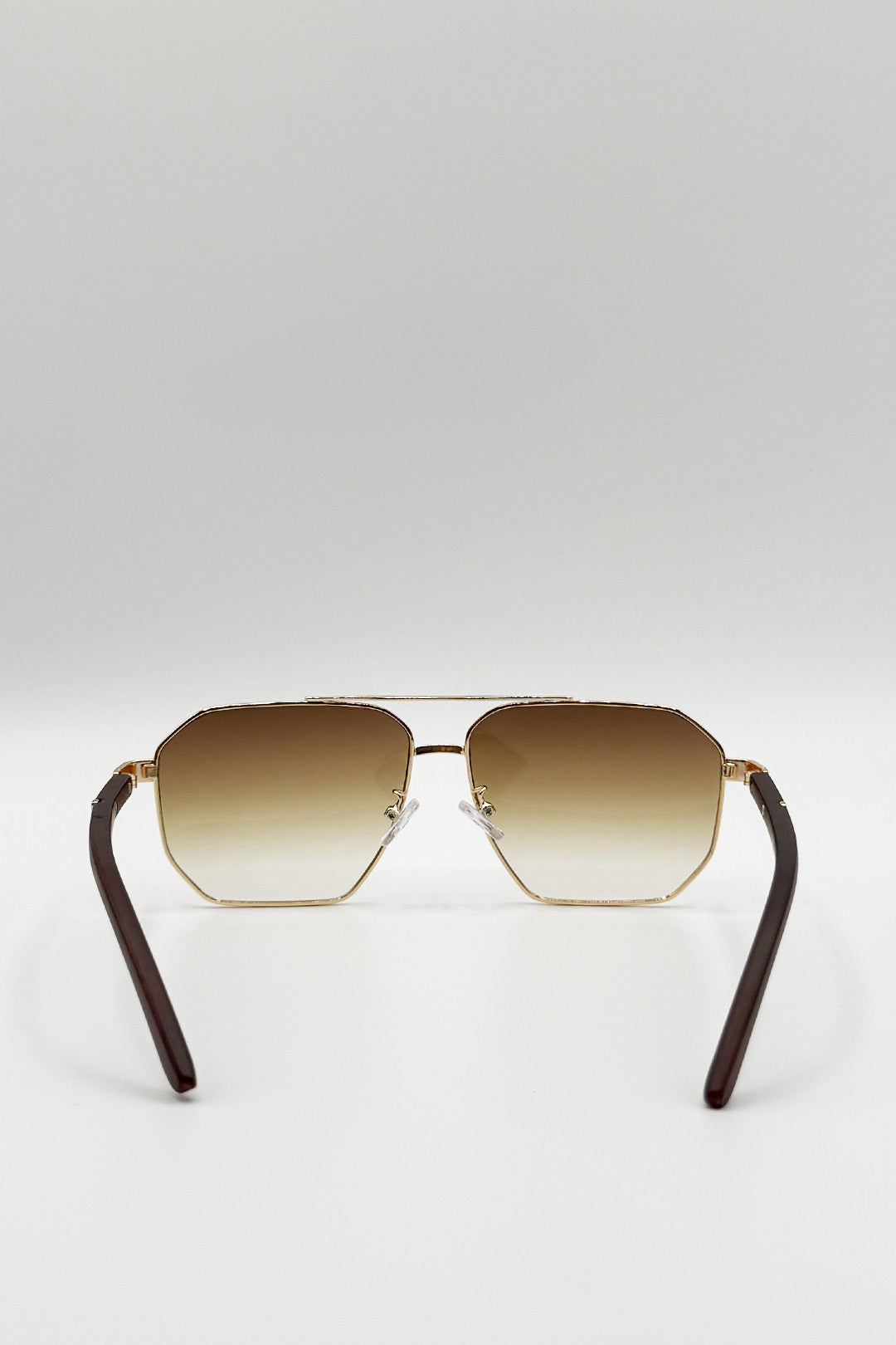 Retro Square Navigator Sunglasses in Brown