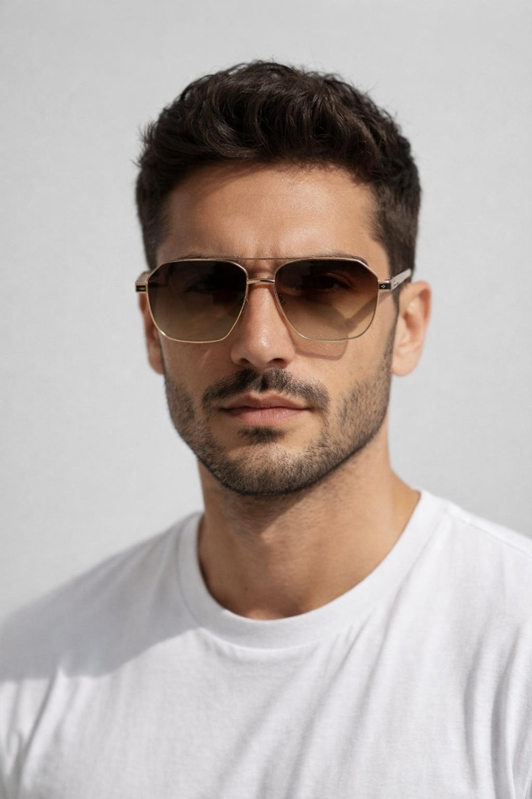 Retro Square Navigator Sunglasses in Brown