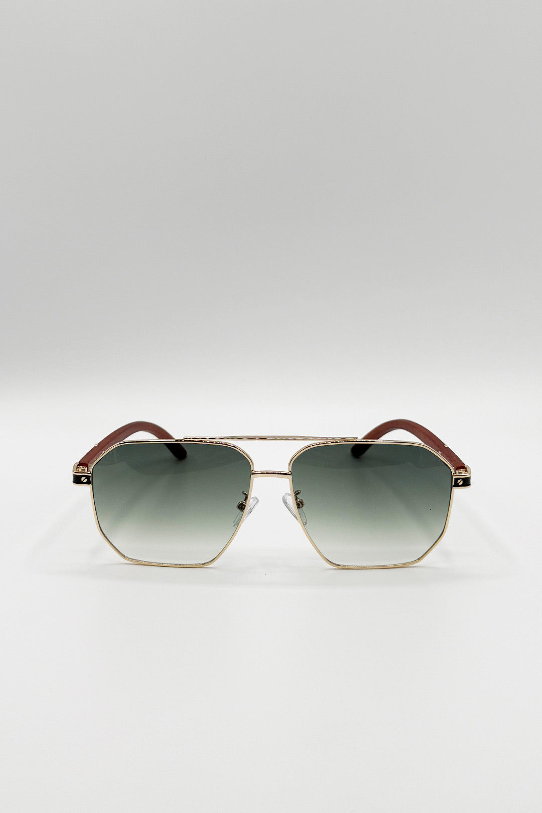 Retro Square Navigator Sunglasses in Green
