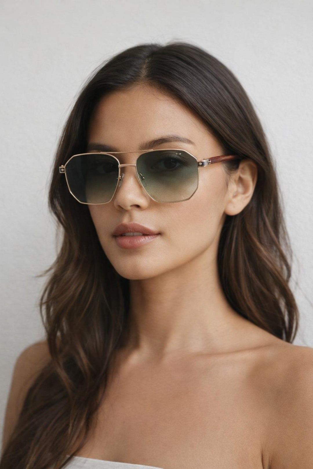 Retro Square Navigator Sunglasses in Green