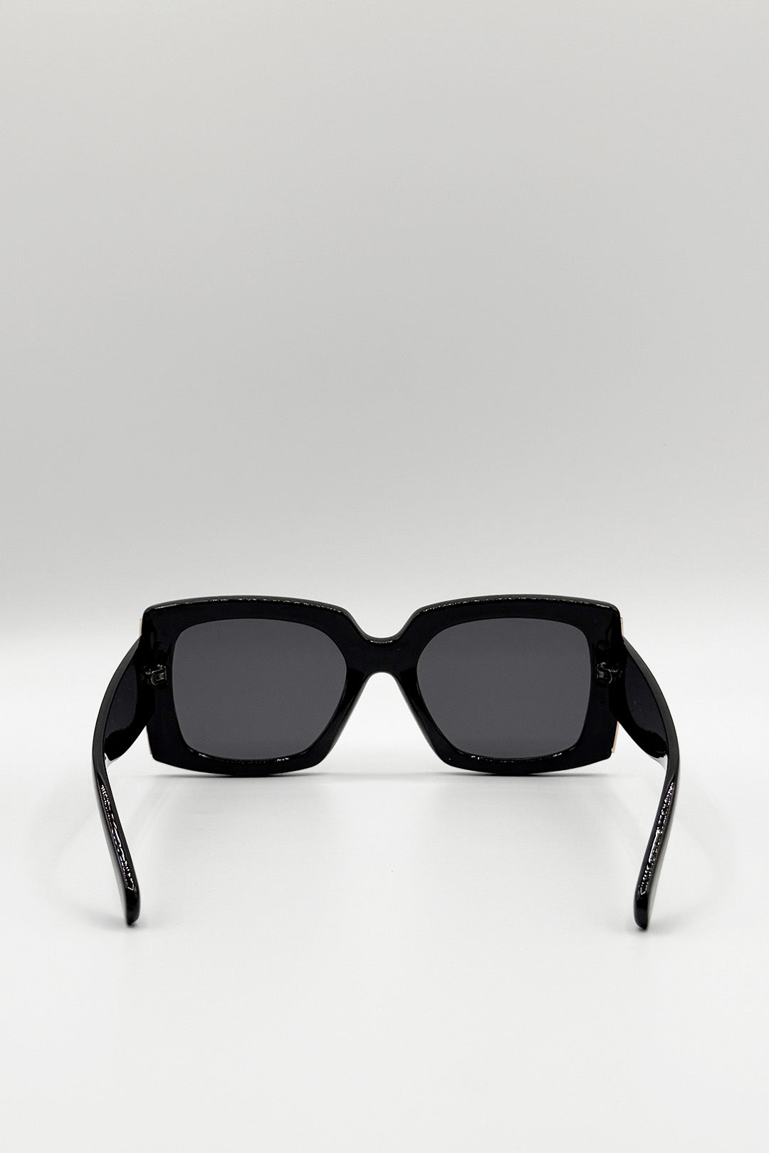 Oversized Square Sunglasses in Black Gold Detail
