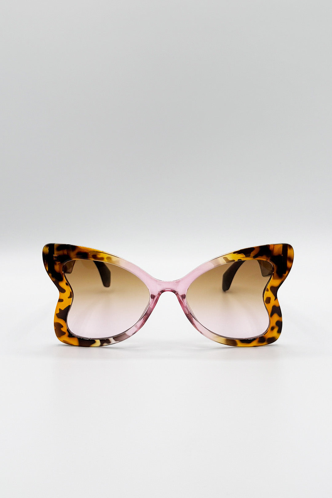 Oversized Butterfly Sunglasses In Pink Brown Leopard