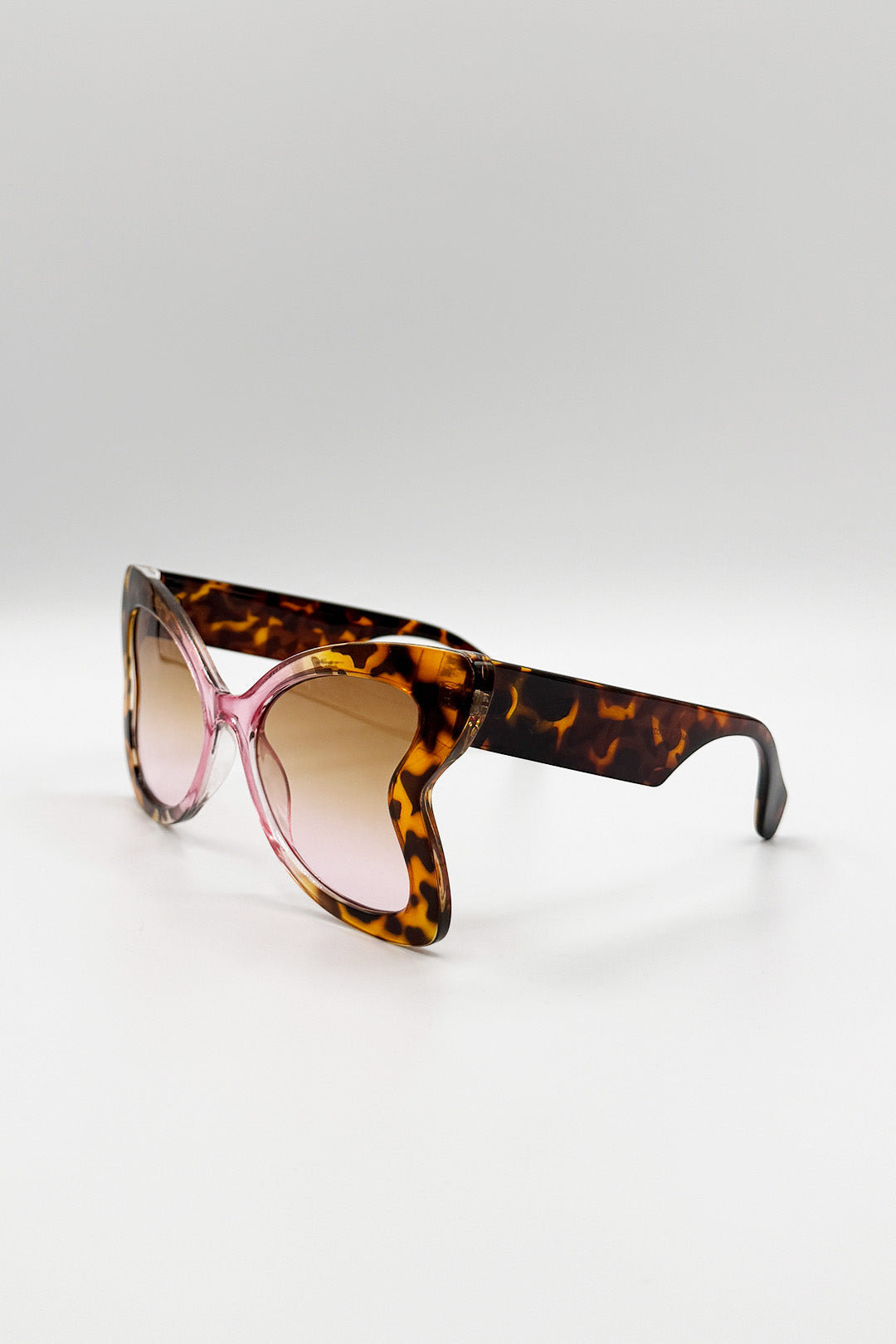Oversized Butterfly Sunglasses In Pink Brown Leopard