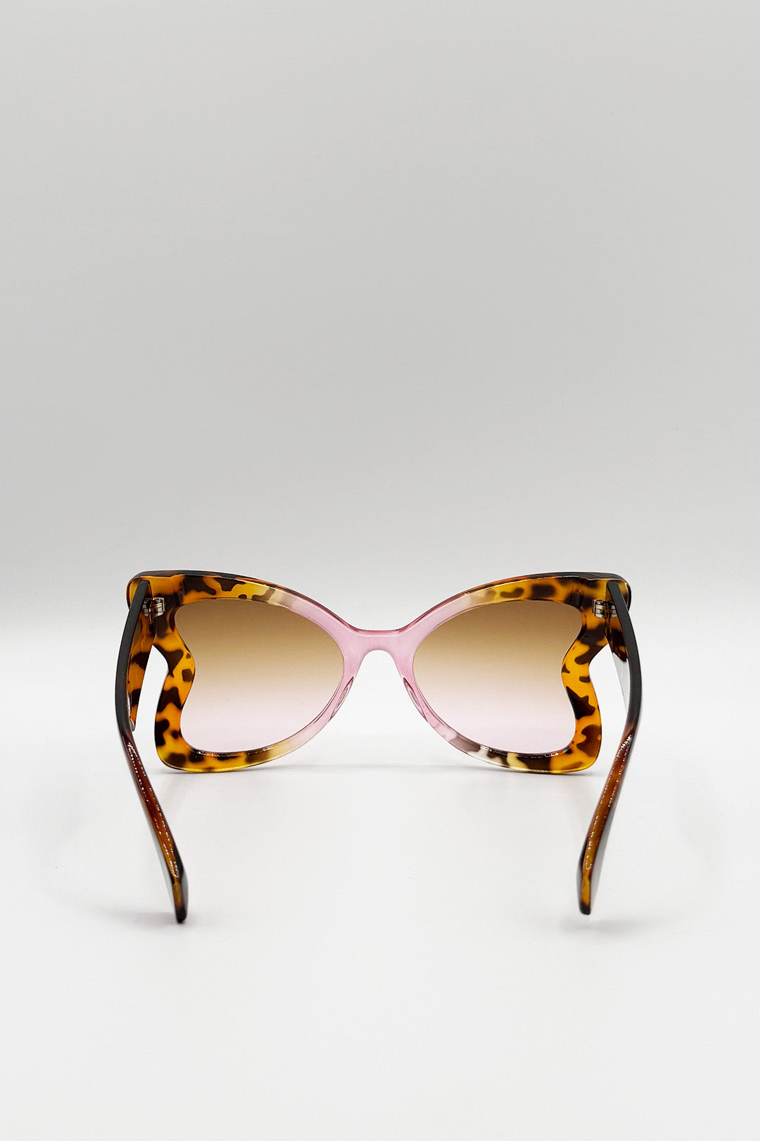 Oversized Butterfly Sunglasses In Pink Brown Leopard