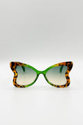 Oversized Butterfly Sunglasses In Green Leopard