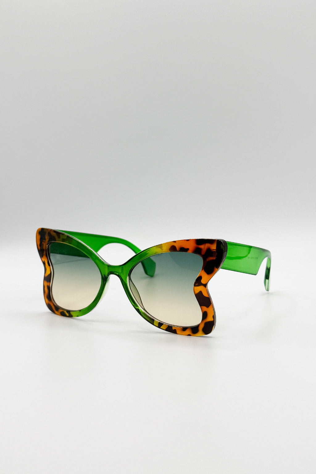 Oversized Butterfly Sunglasses In Green Leopard