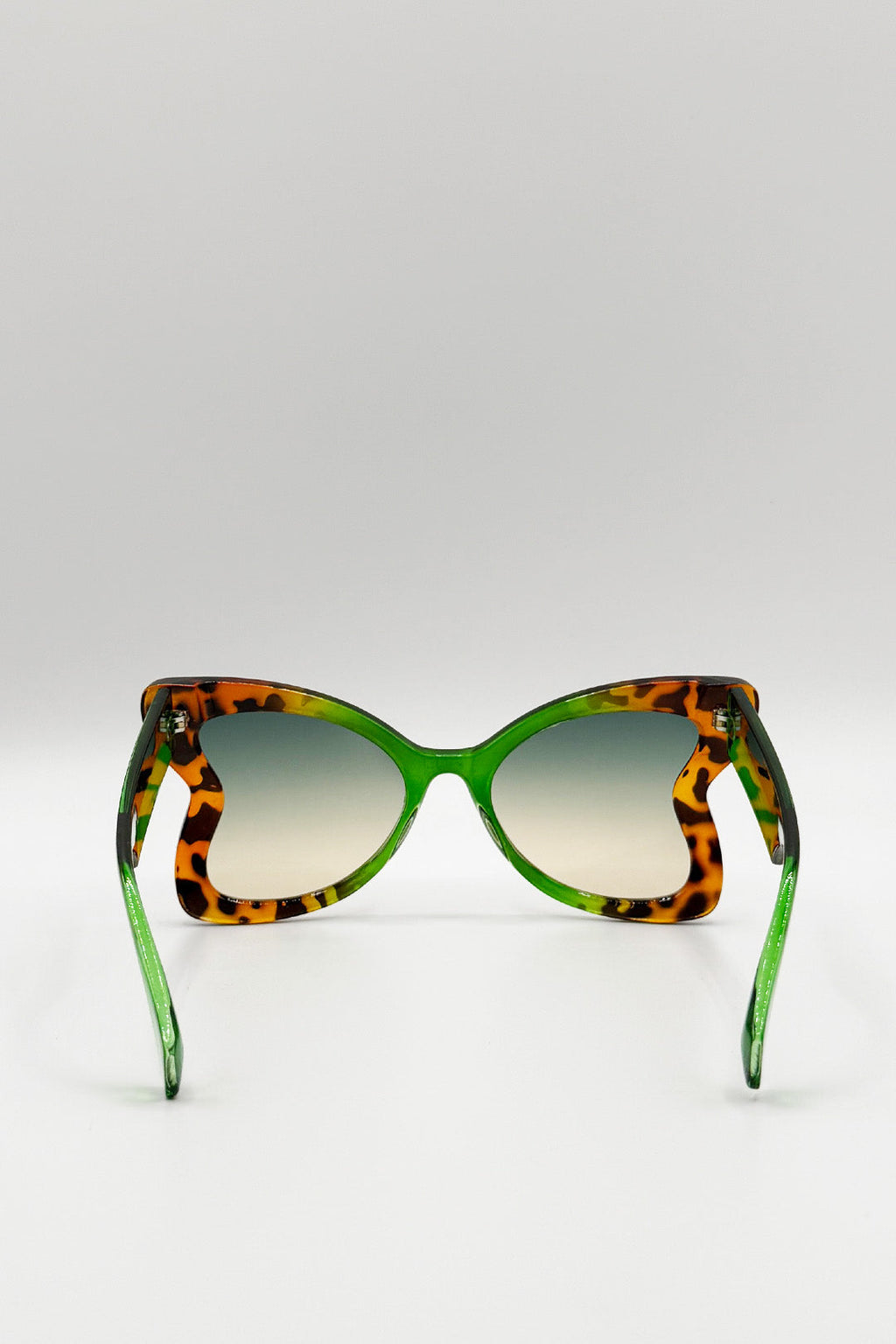 Oversized Butterfly Sunglasses In Green Leopard