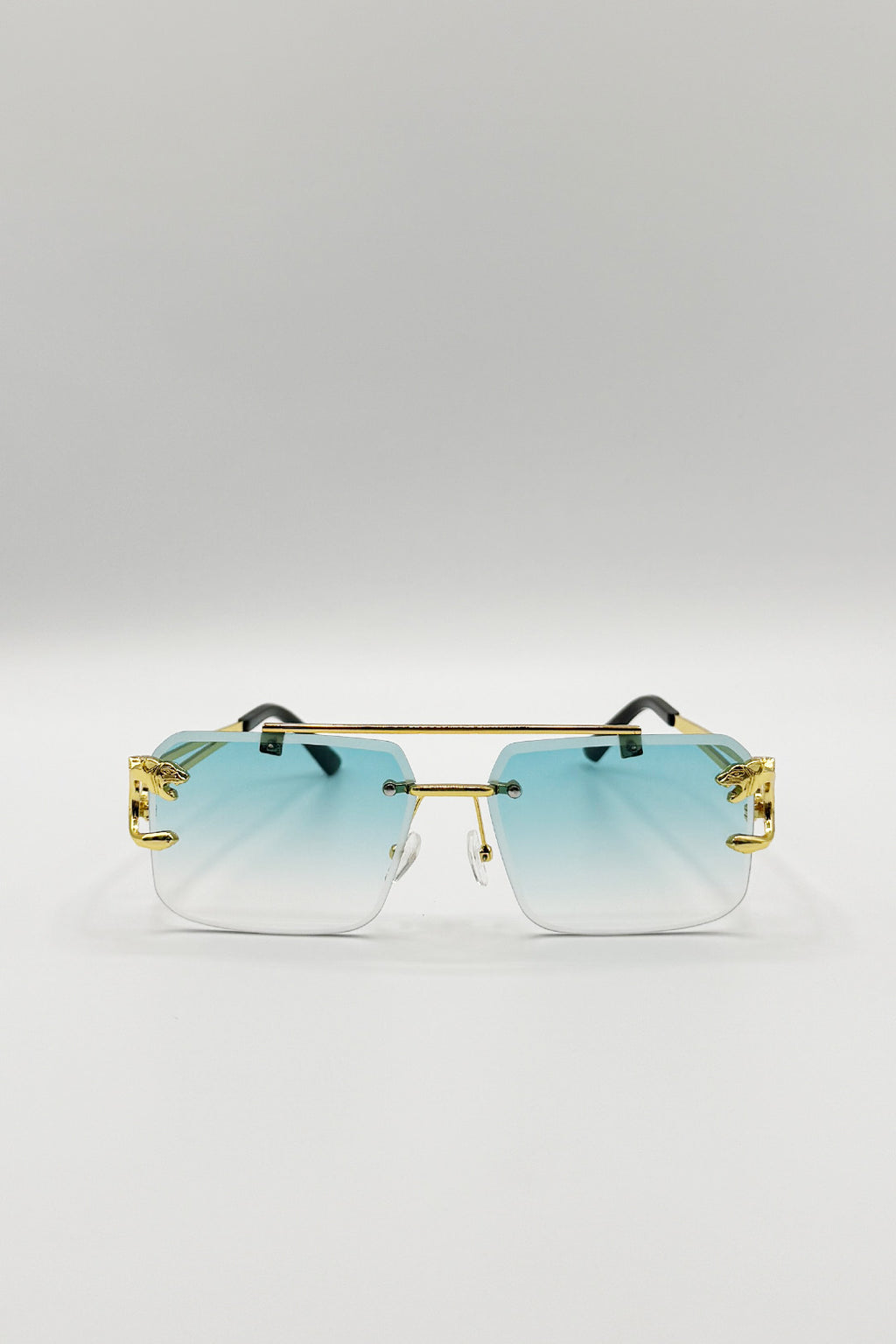 Rimeless Navigator With Side Detail Sunglasses In Blue