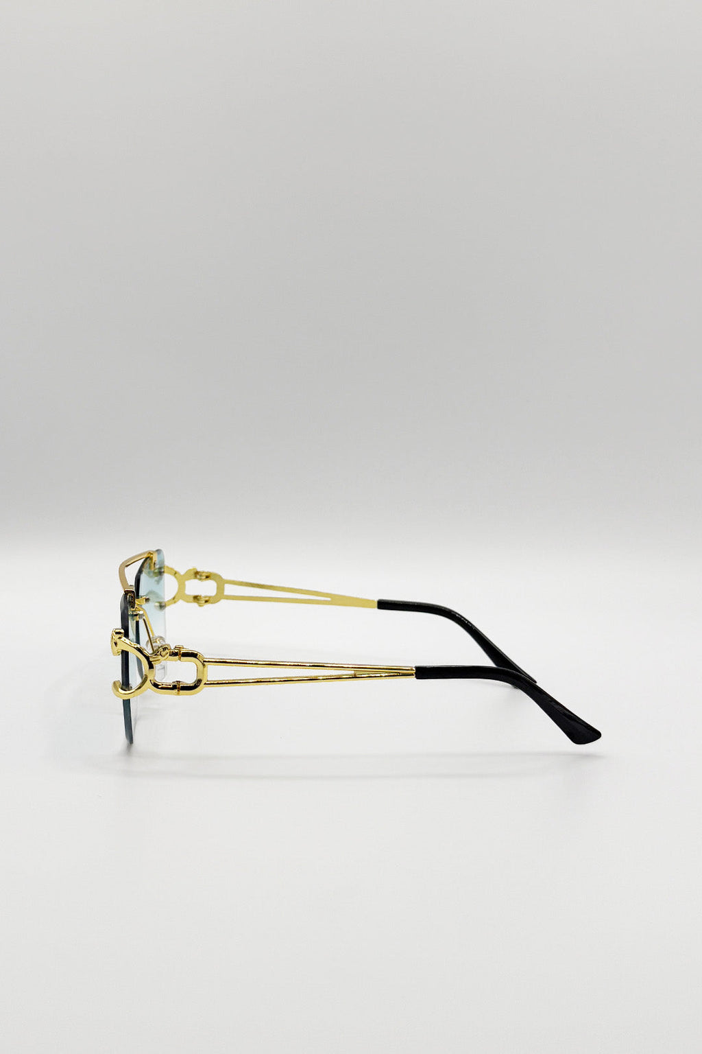 Rimeless Navigator With Side Detail Sunglasses In Blue