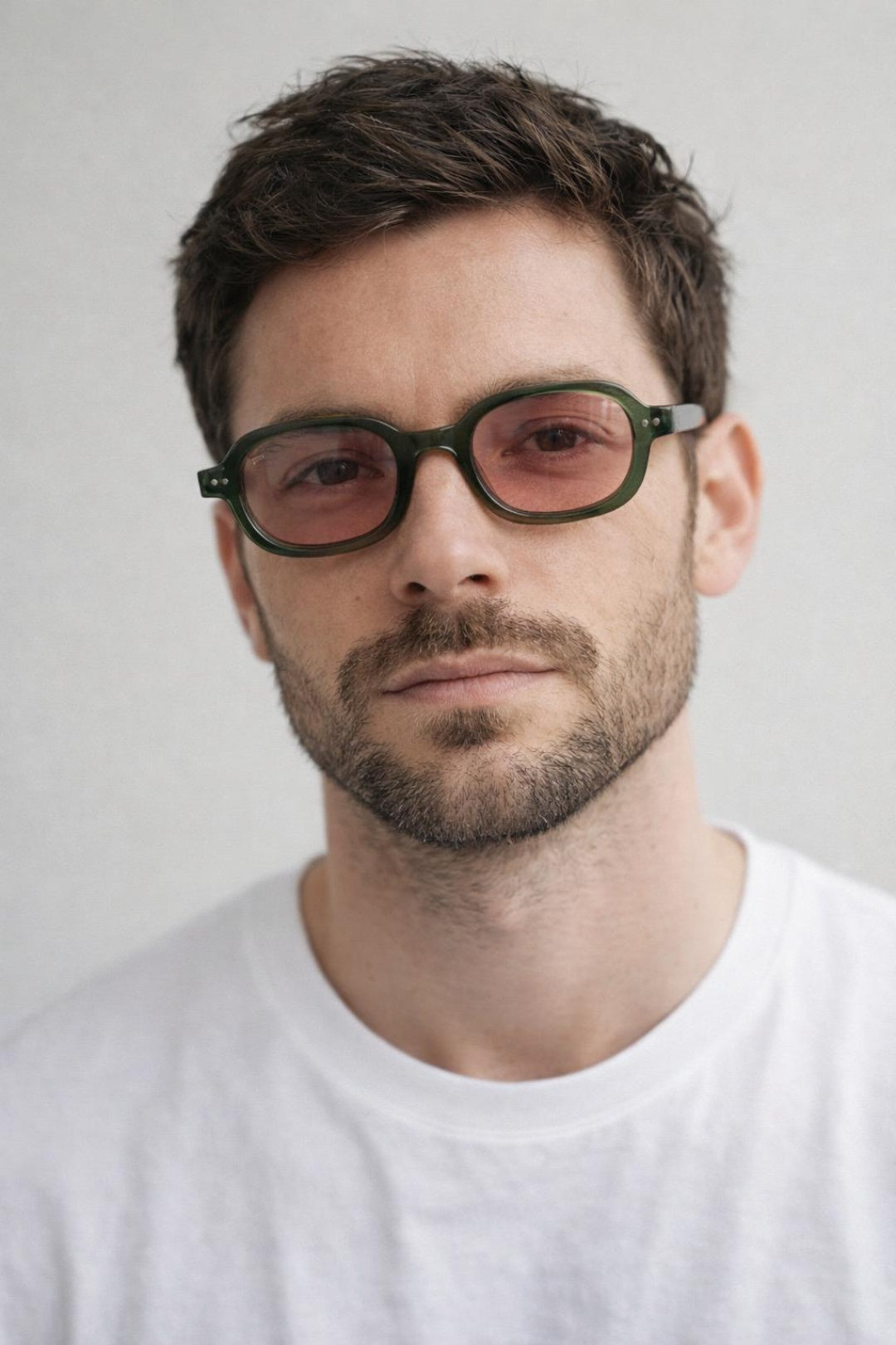 Retro Rounded Square Sunglasses In Green Pink