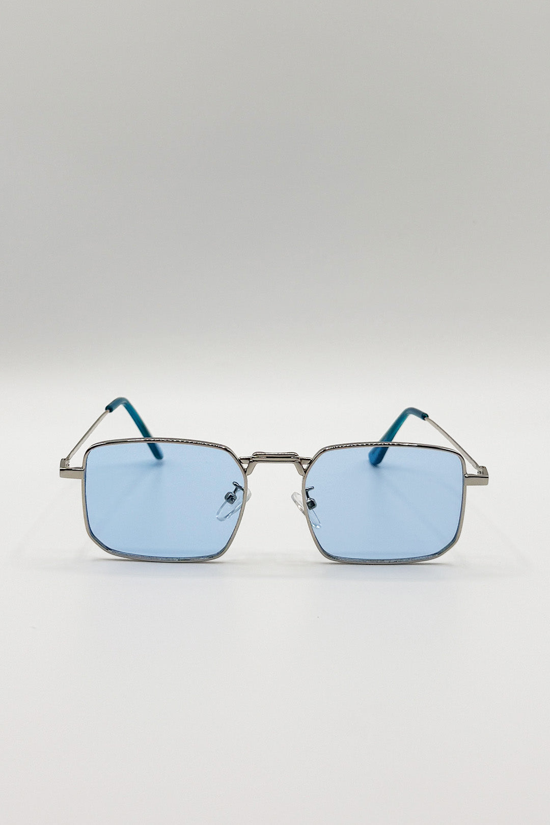 Vintage Metal Square Sunglasses In Blue