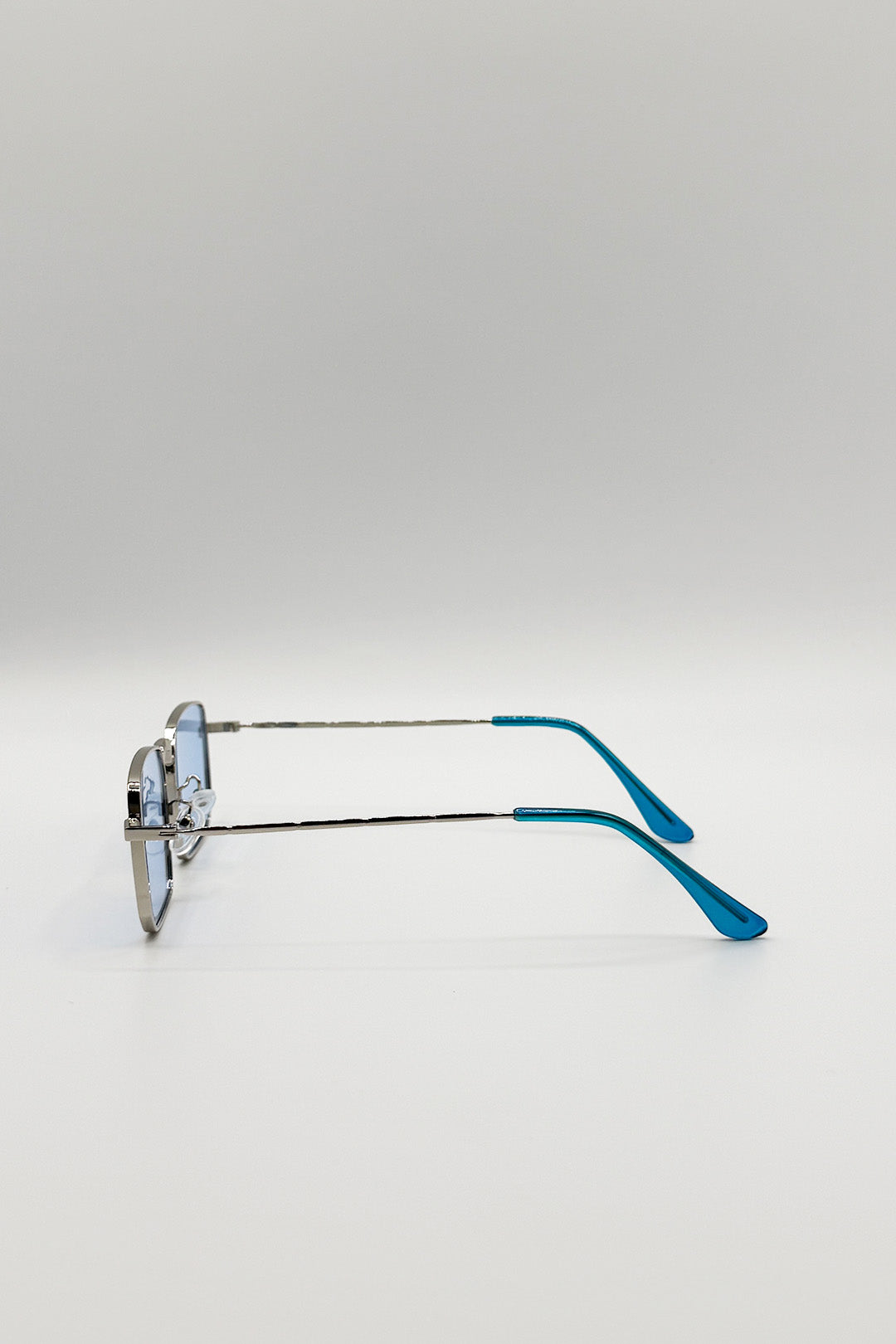 Vintage Metal Square Sunglasses In Blue