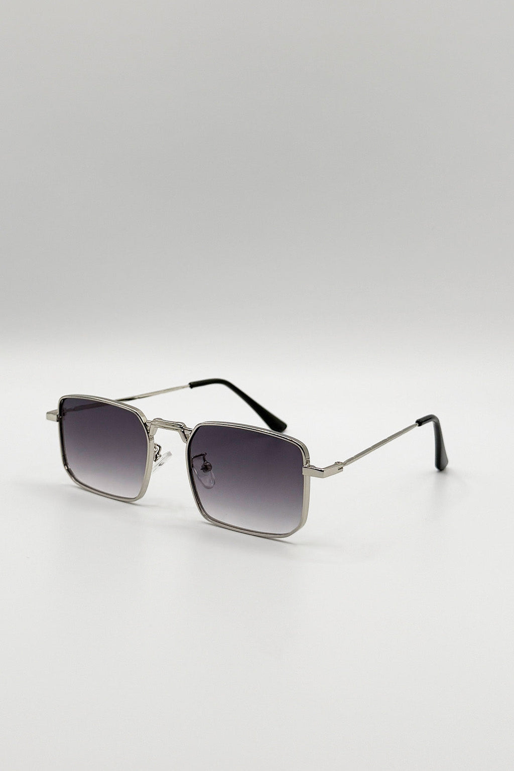 Vintage Metal Square Sunglasses In Silver