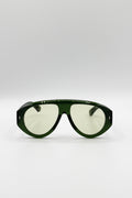 Oversized Bold Aviator Sunglasses in Green