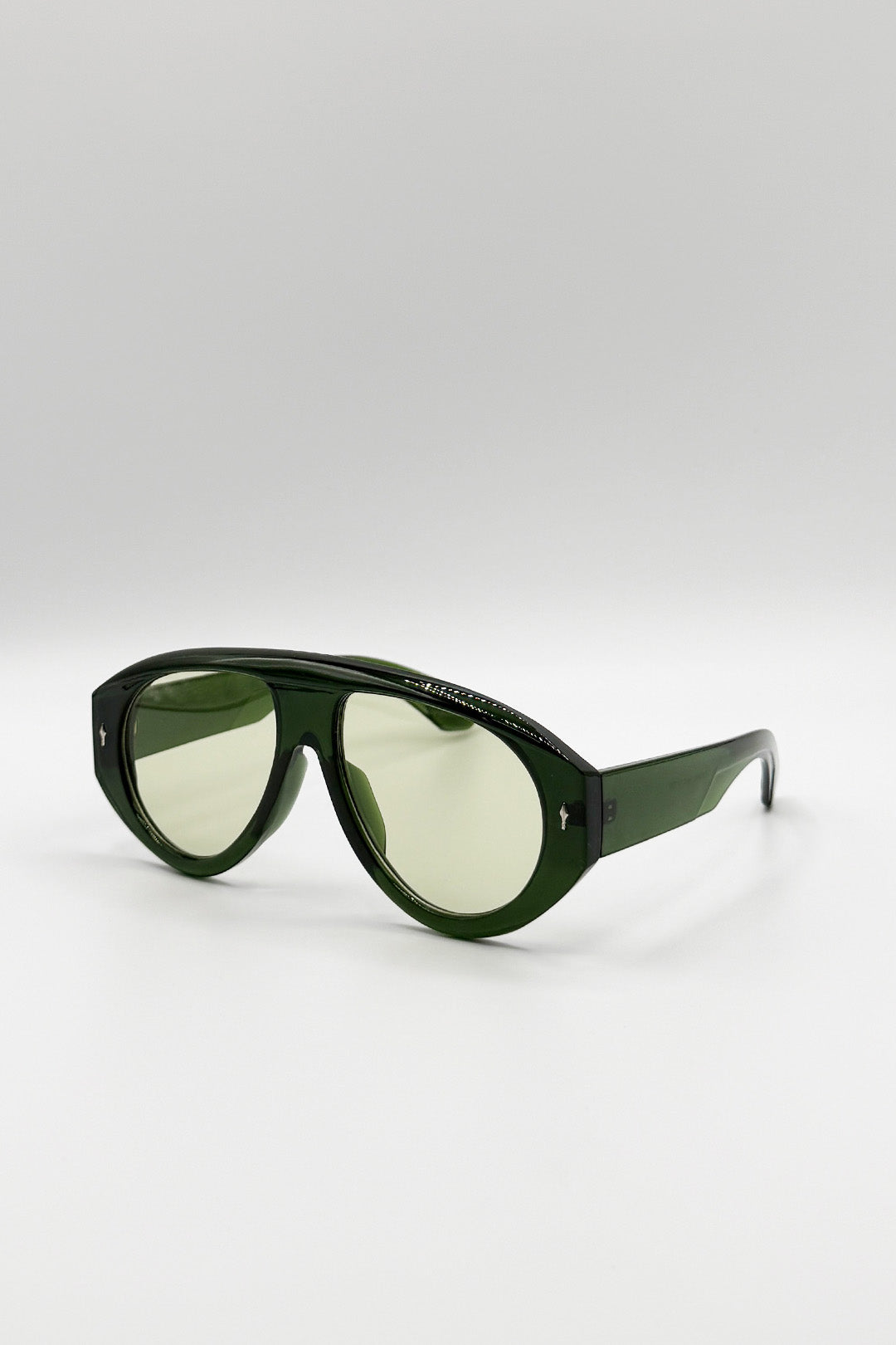 Oversized Bold Aviator Sunglasses in Green