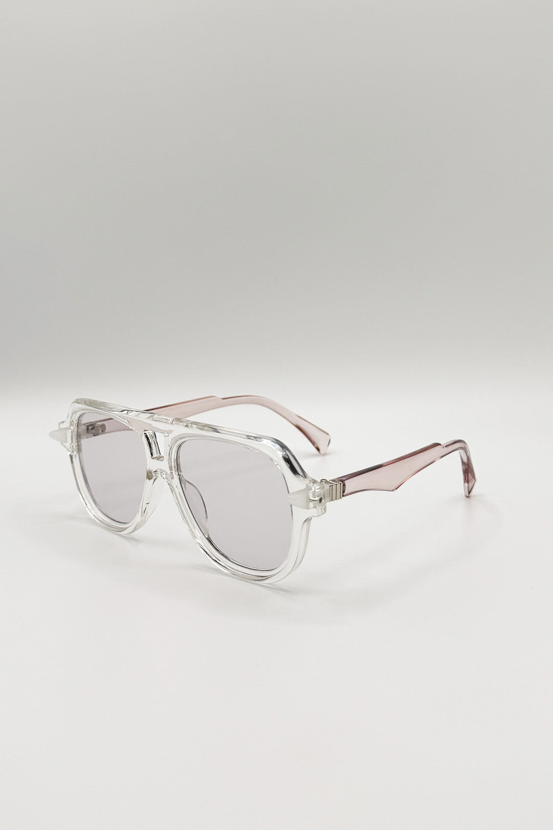Bold Navigator Sunglasses in Light Grey Pink