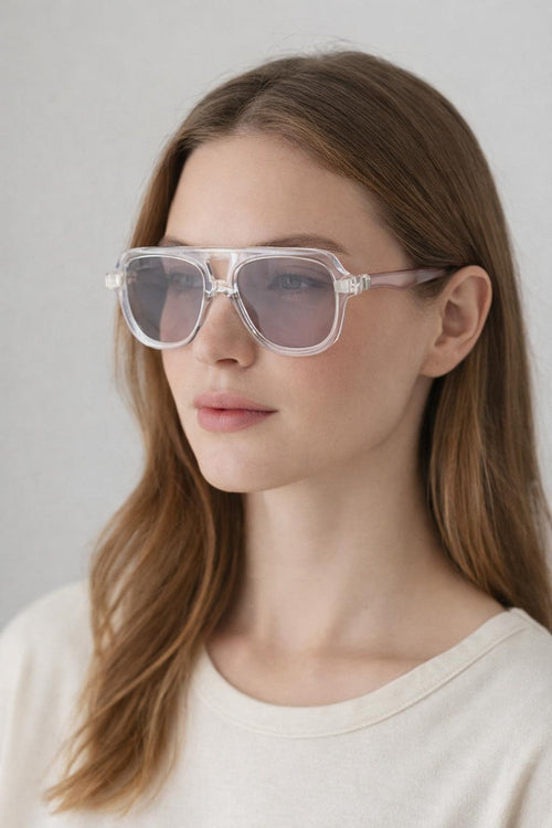 Bold Navigator Sunglasses in Light Grey Pink