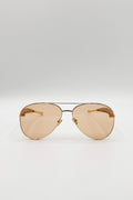 Metal Aviator Sunglasses With Chunky Arm