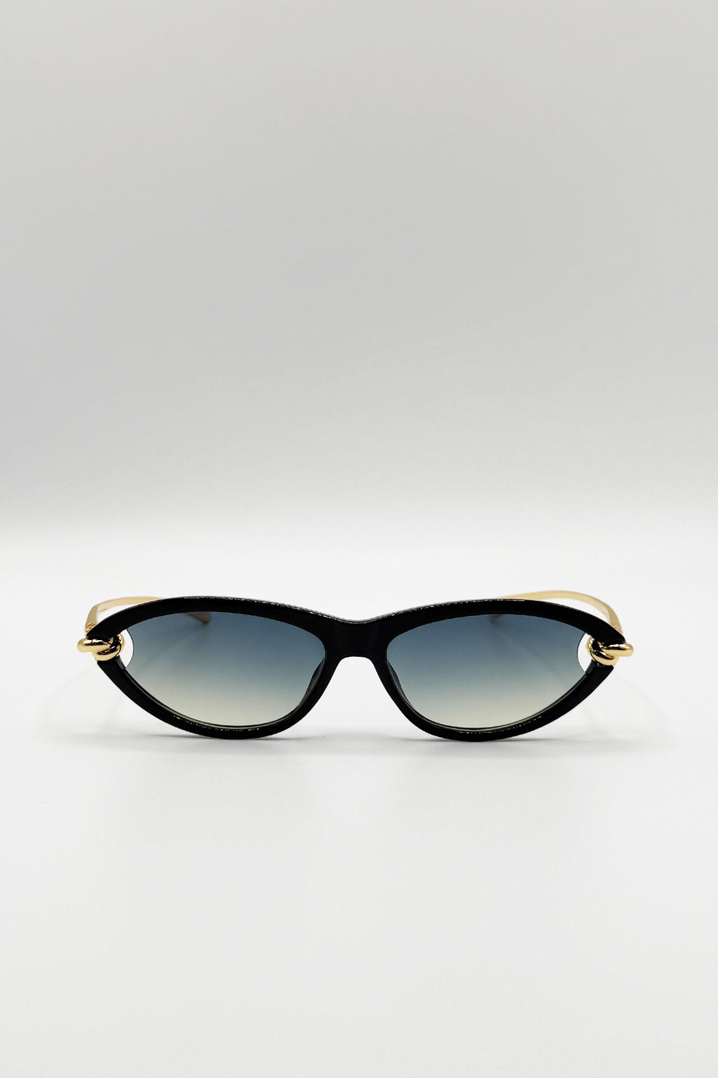 Bold Oval Angular Sunglasses in Black