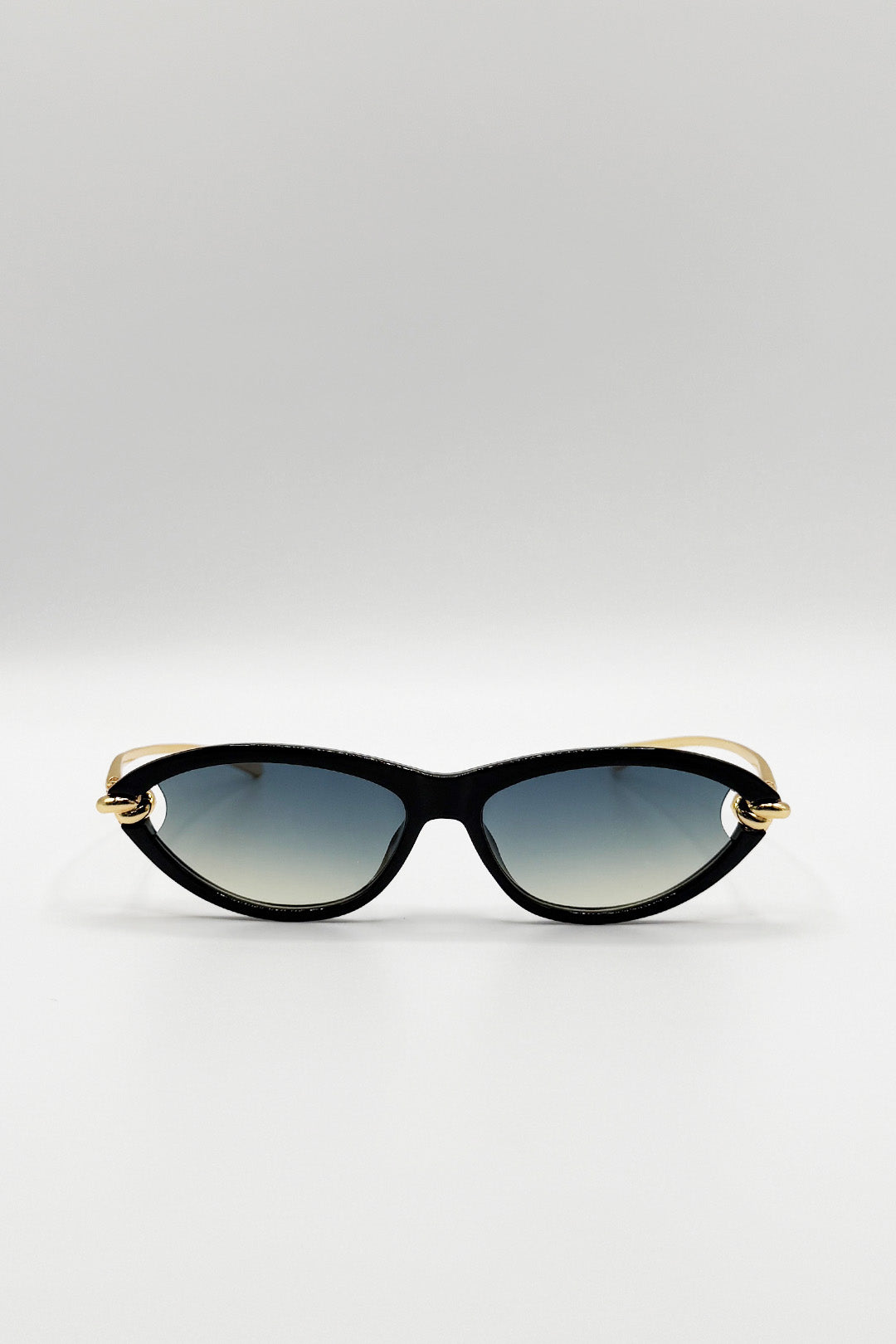 Bold Oval Angular Sunglasses in Black