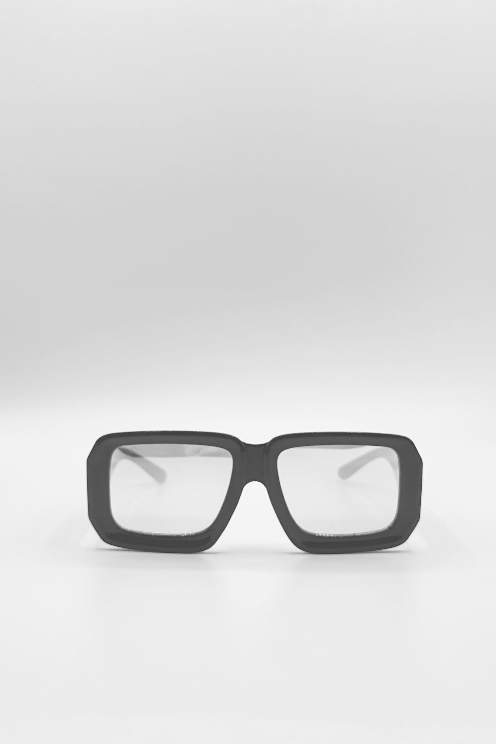 Oversize Square Frame Sunglasses In Mud Grey with Pink Mirror Lenses