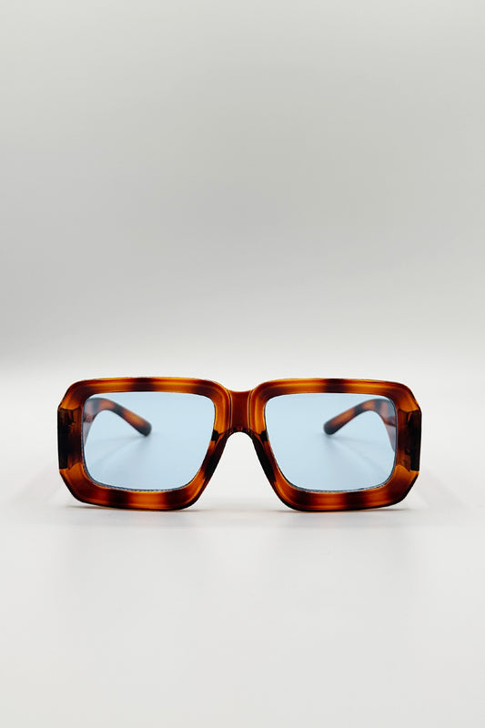 Oversized Square Frame Sunglasses In Brown Stripe