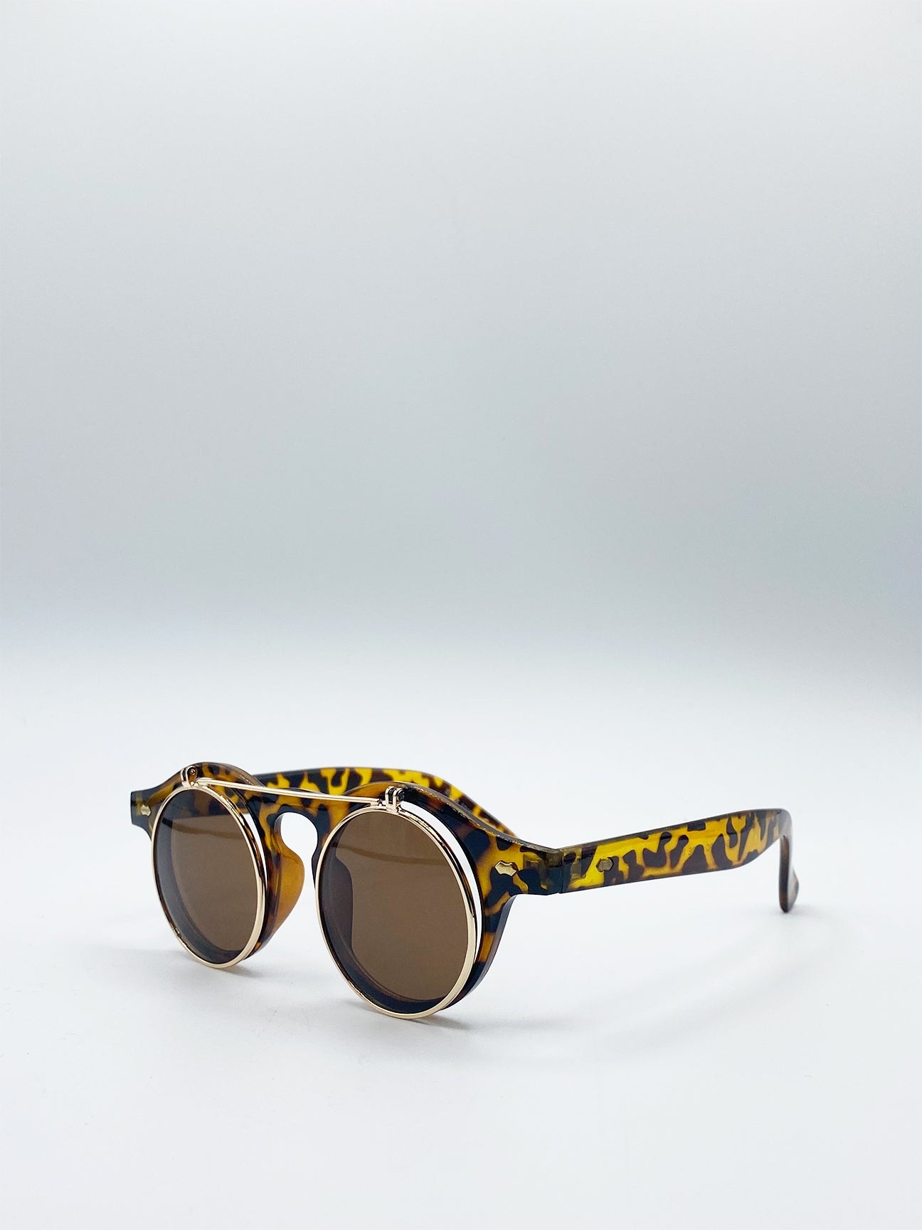 Brown Tortoise Flip Lense Sunglasses
