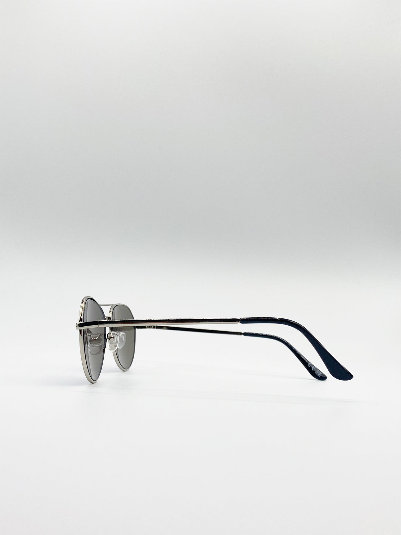 Aviator Sunglasses In Silver Blue Mirror