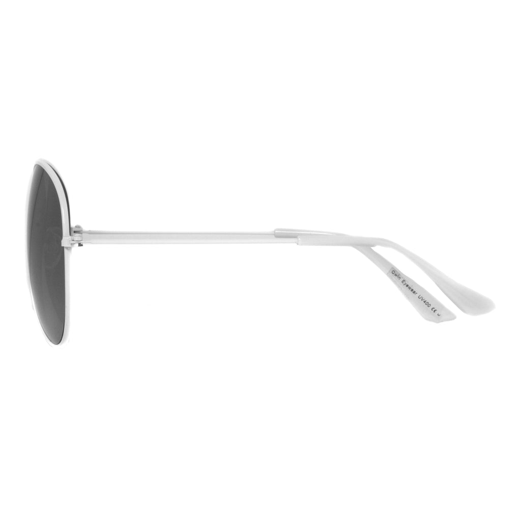 White Frame Aviator with Black Lenses