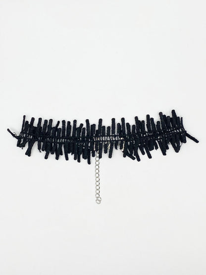 Black Corded Zig Zag Ladder Effect Choker