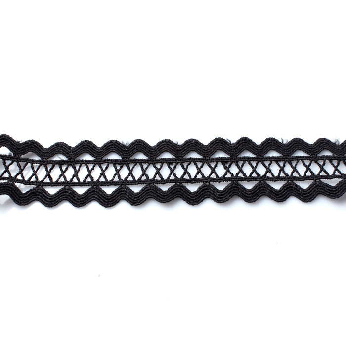 Black Corded Wave Edge Choker