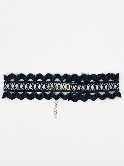 Black Corded Wave Edge Choker
