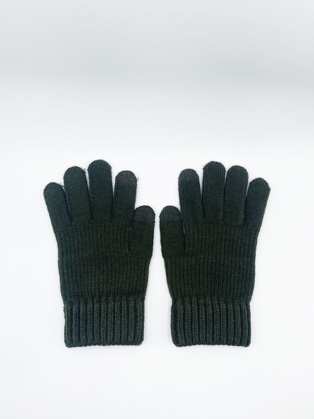 Plain Knitted Gloves in Khaki