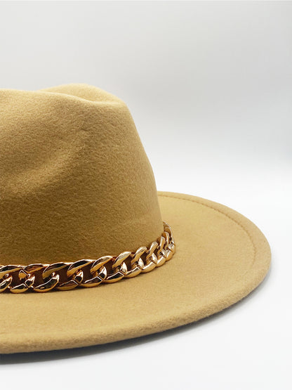 Tan Trilby Hat With Chain Band