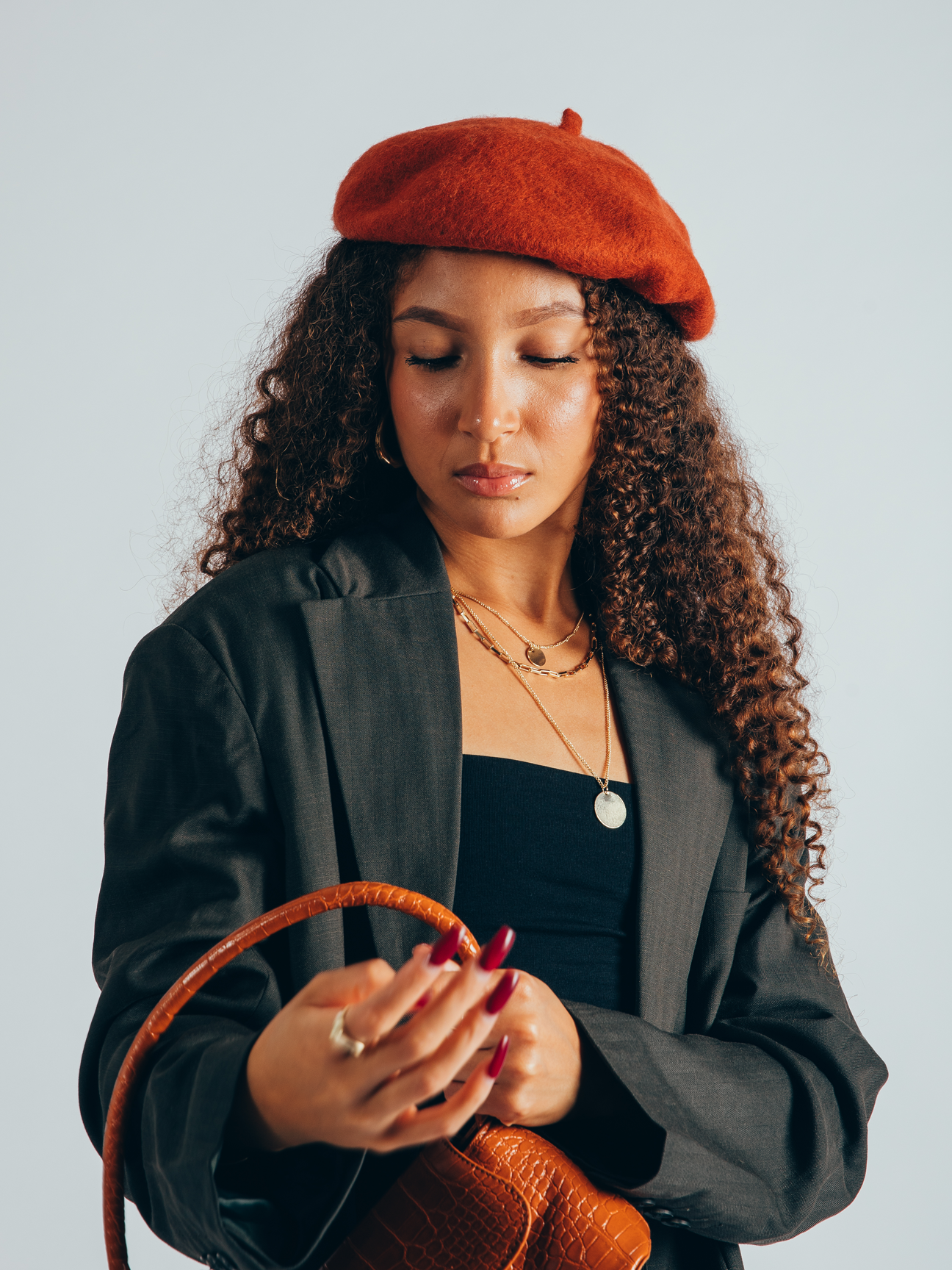 Plain Beret in Burnt Orange