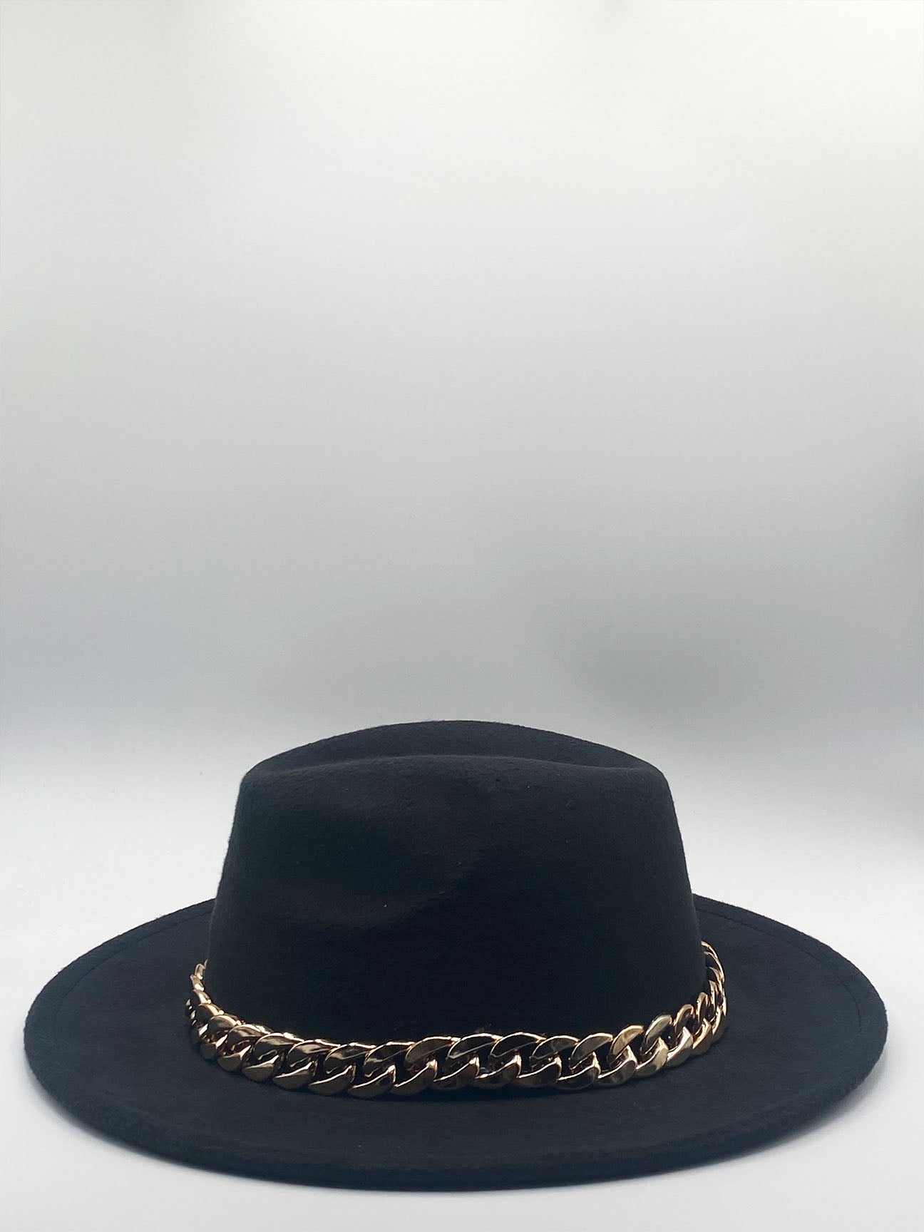 Black Trilby With Chain Band