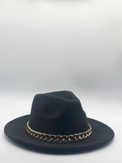 Black Trilby With Chain Band