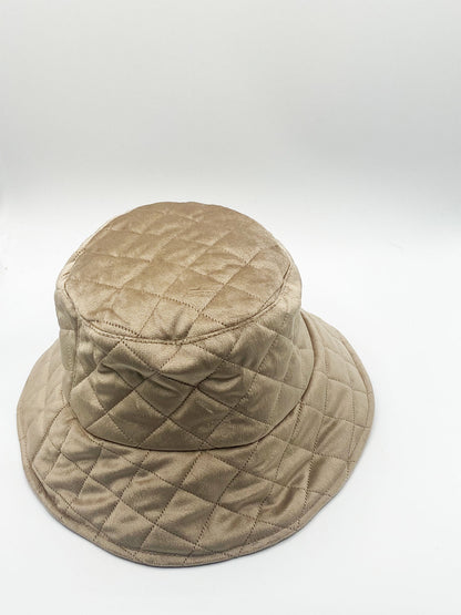 Quilted Bucket Hat in Beige