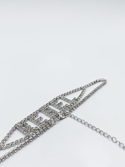 Silver Rhinestone 'Rebel'' Diamonte Choker