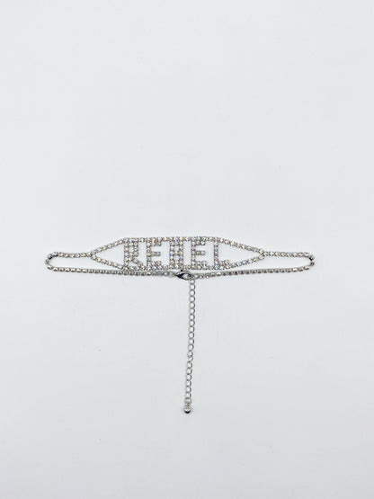 Silver Rhinestone 'Rebel'' Diamonte Choker