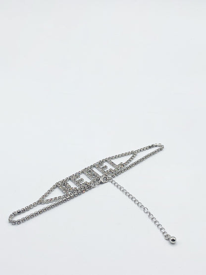 Silver Rhinestone 'Rebel'' Diamonte Choker